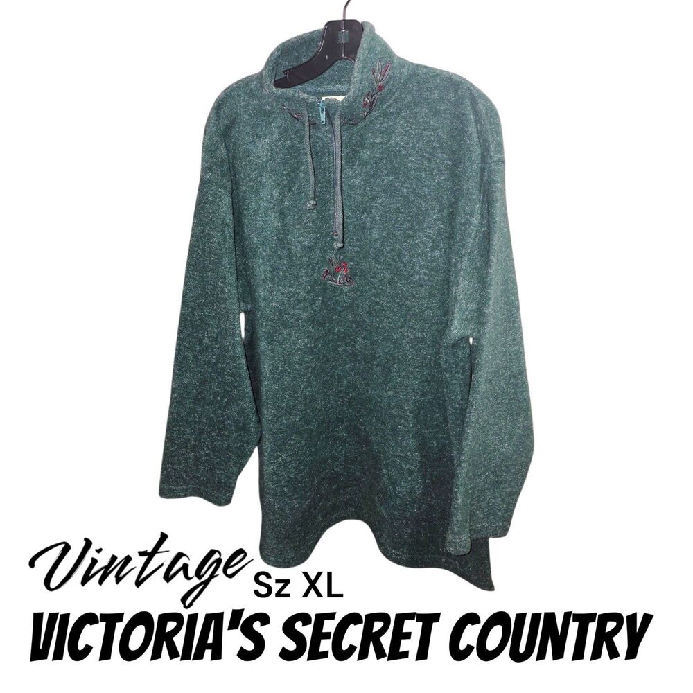 Victoria’s Secret Country SM Vintage Green Fleece Cottagecore Oversized Sweater